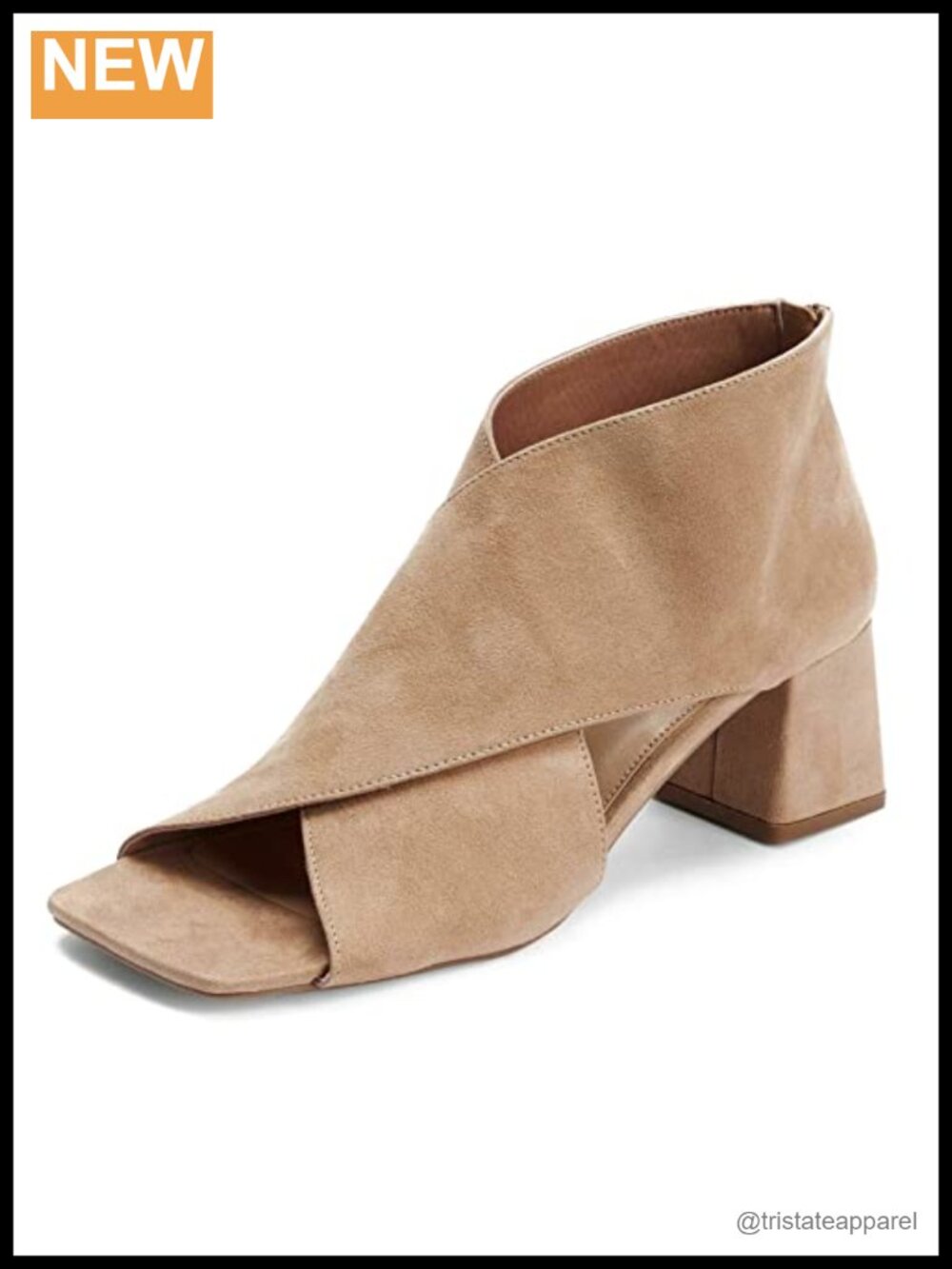 Chunky Heel Suede Ankle Booties Cut-Out Peep Toe Back Zipper